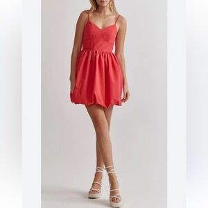Entro Bubble Hem Red Boutique Dress with Pockets Medium NWT NEW